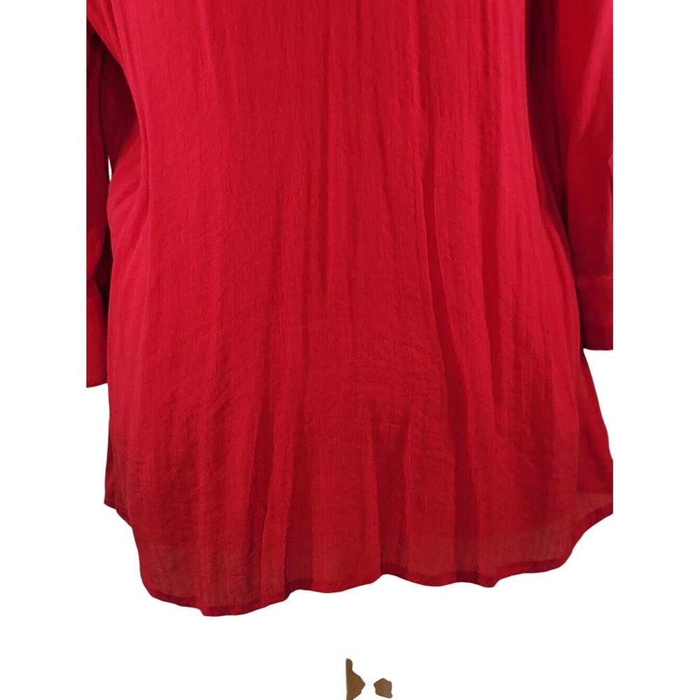 Alfani Red Pleated Button-Front Blouse - Picture 9 of 11